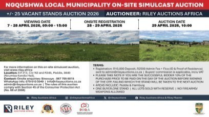 NGQUSHWA LOCAL MUNICIPALITY ONSITE SIMULCAST AUCTION 2026