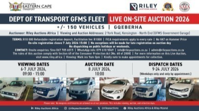 DEPARTMENT OF TRANSPORT GFMS GQEBERHA LIVE ON-SITE AUCTION 2026