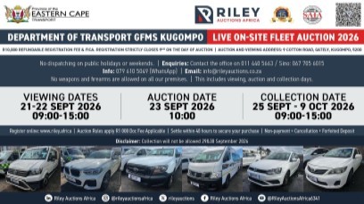 DEPARTMENT OF TRANSPORT GFMS KUGOMPO LIVE ON-SITE AUCTION 2026